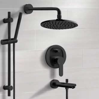 Tub and Shower Faucet Matte Black Tub and Shower Faucet Set with Handheld, Rain Shower Head Remer TSR51